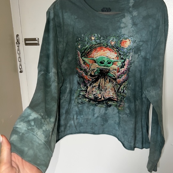 baby yoda van gogh long sleeve tee - Picture 2 of 4
